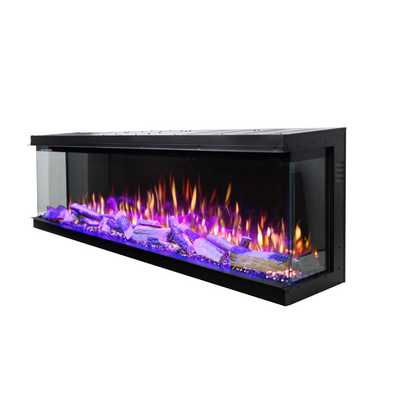 Șemineu electric 3D incorporabil Haiti 65, Art Flame, 533x1651x332 mm, 1500W, peste 100 de combinații de culori, Termostat, Bușteni și cristale