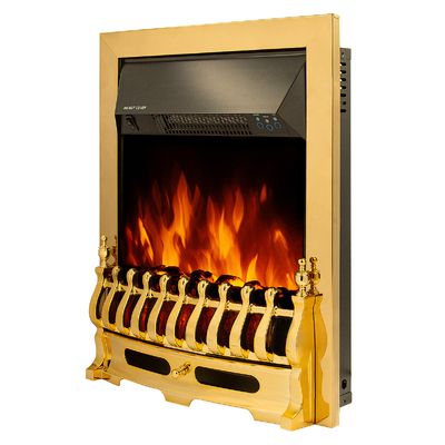Șemineu electric incorporabil Galileo gold, 592x482x185 mm, 2000W, Termostat, 5 niveluri ale intensității flăcărilor, Timer