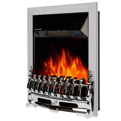 Șemineu electric incorporabil Galileo silver, 592x482x185 mm, 2000W, Termostat, 5 niveluri ale intensității flăcărilor, Timer
