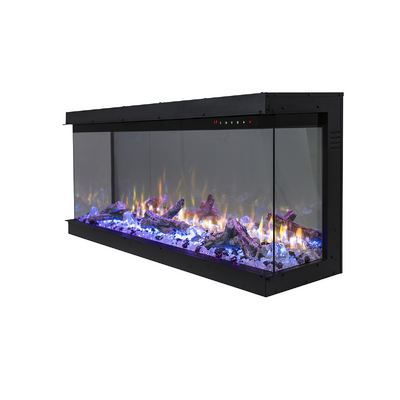 Șemineu electric 3D incorporabil Haiti 60, Art Flame, 533x1524x332 mm, 1500W, peste 100 de combinații de culori, Termostat, Bușteni și cristale