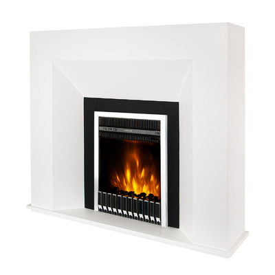 Șemineu electric Nova Flame & Gala Silver, Art Flame, 1100x1250x300 mm, 2000W,  5 niveluri ale intensității flăcărilor, Timer, Termostat