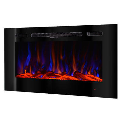 Șemineu electric de perete-incorporabil Beverly, Art Flame, 544x1016x140 mm, 1500W, 3 culori ale flăcărilor, 5 niveluri ale intensității flăcărilor, Bușteni și cristale