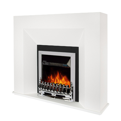 Șemineu electric Nova Flame & Galileo Silver, Art Flame, 1100x1250x300 mm, 2000W,  5 niveluri ale intensității flăcărilor, Timer, Termostat