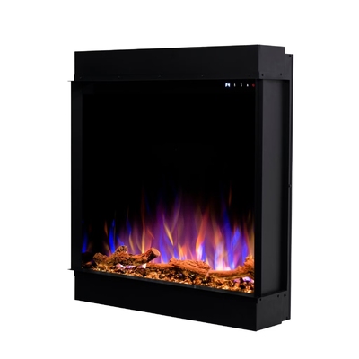 Șemineu electric 3D incorporabil Gilbert, Art Flame, 724x735x317 mm, 1500W, peste 100 de combinații de culori, Termostat, Bușteni și cristale