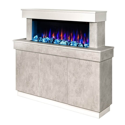 Șemineu electric Stefania & Dalas, Art Flame, 1150x1400x300 mm, 1500W, 30 de combinații de culori, Termostat, Bușteni și cristale