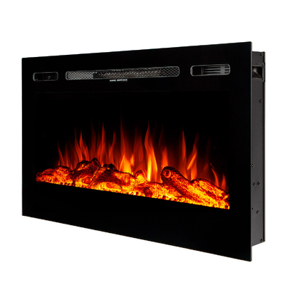 Șemineu electric de perete-incorporabil Adeli, 544x915x140 mm, 1500W, 3 culori ale flăcărilor, 5 niveluri ale intensității flăcărilor, Bușteni și cristale