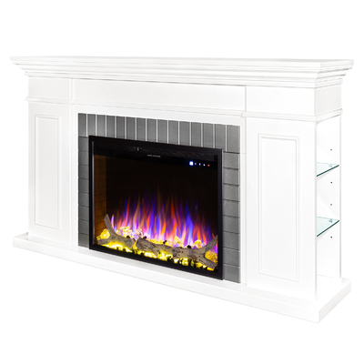 Șemineu electric Safina & Tomas Maxi, Art Flame, 900x1700x300 mm, 1500W, 50 de combinații de culori, Termostat, Bușteni și cristale