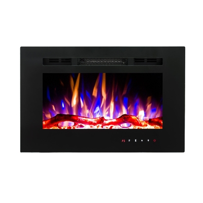 Șemineu electric de perete-incorporabil Aladin, 420x660x124 mm, 1500W, 3 culori ale flăcărilor, 5 niveluri ale intensității flăcărilor, Bușteni și cristale