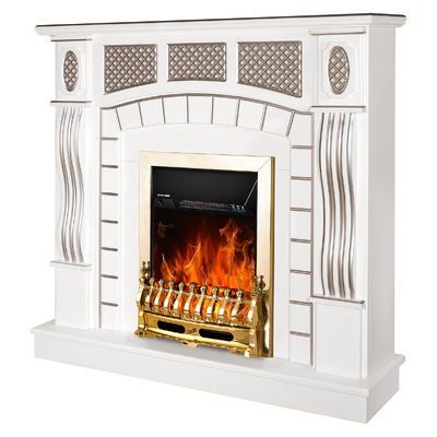 Șemineu electric Amsterdam & Galileo gold, Art Flame, 1120x1150x300 mm, 2000W, Termostat, 5 niveluri ale intensității flăcărilor, Timer