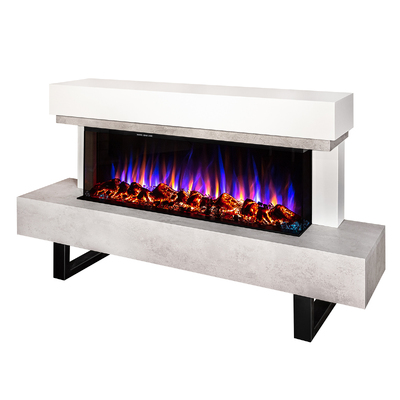 Șemineu electric Monro & Dalas, 750x1400x300 mm, 1500W, 30 de combinații de culori, Termostat, Bușteni și cristale