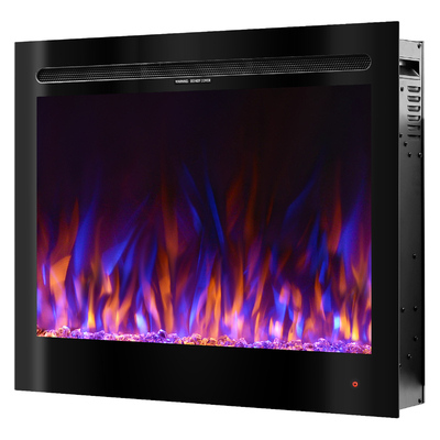 Șemineu electric de perete-incorporabil Colorado, 633x771x142 mm, 1500W, 3 culori ale flăcărilor, 5 niveluri ale intensității flăcărilor, Bușteni și cris