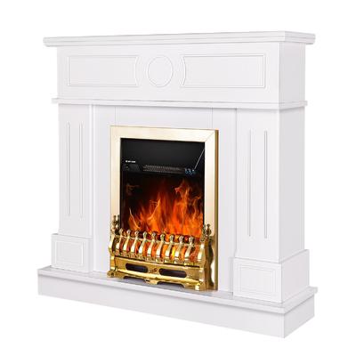 Șemineu electric Ambasador & Galileo gold, Art Flame, 1000x1048x300 mm, 2000W, Termostat, 5 niveluri ale intensității flăcărilor, Timer