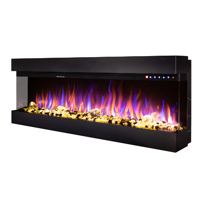 Șemineu electric 3D de perete-incorporabil Dalas maxi, 484x1270x200 mm, 1500W, 30 de combinații de culori, Termostat, Bușteni și cristale