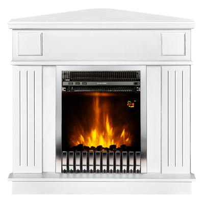 Șemineu electric Marina colț & Gala silver, Art Flame, 1000x1000x500 mm, 2000W, Termostat, 5 niveluri ale intensității flăcărilor, Timer