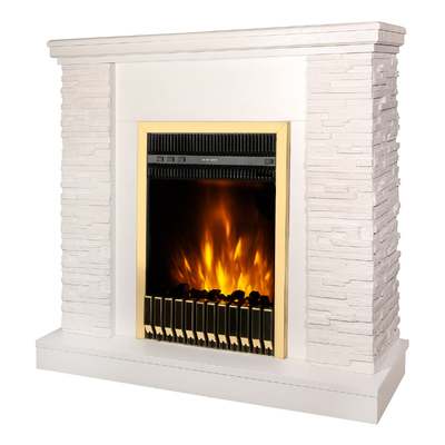 Șemineu electric Rock & Gala gold, Art Flame, 903x980x300 mm, 2000W, Termostat, 5 niveluri ale intensității flăcărilor, Timer