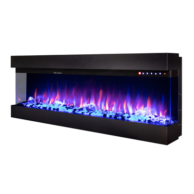 Dalas 100 3D recessed and wall mounted electric fireplace, Art Flame, 493x2540x200 mm, 1500W, 30 color combinations, Thermostat, Logs and crystals