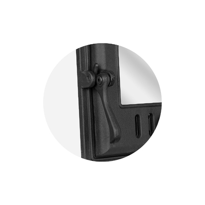 Ușă pentru sobă  K 401, 310*300 mm, Fontă,  Rezistență 700-950℃, Deschidere rotativă