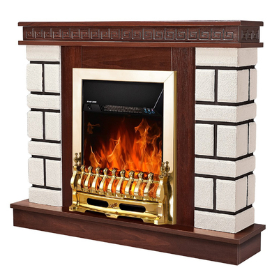 Șemineu electric Nazary mini & Galileo gold, 874x1080x245 mm, 2000W, Termostat, 5 niveluri ale intensității flăcărilor, Timer