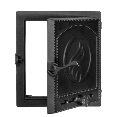 Ușă pentru sobă  K 414, 400*370 mm, Fontă,  Rezistență 700-950℃, Deschidere rotativă