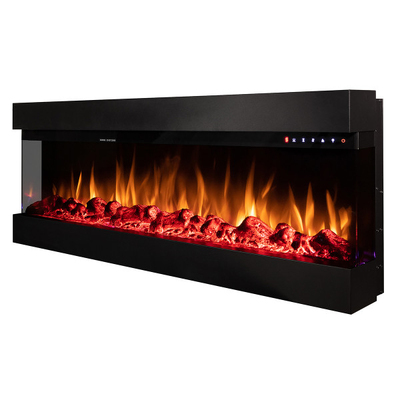 Dalas 72 3D recessed and wall mounted electric fireplace, Art Flame, 493×1828×200 mm, Art Flame, 1500W, 30 color combinations, Thermostat, Logs and crystals
